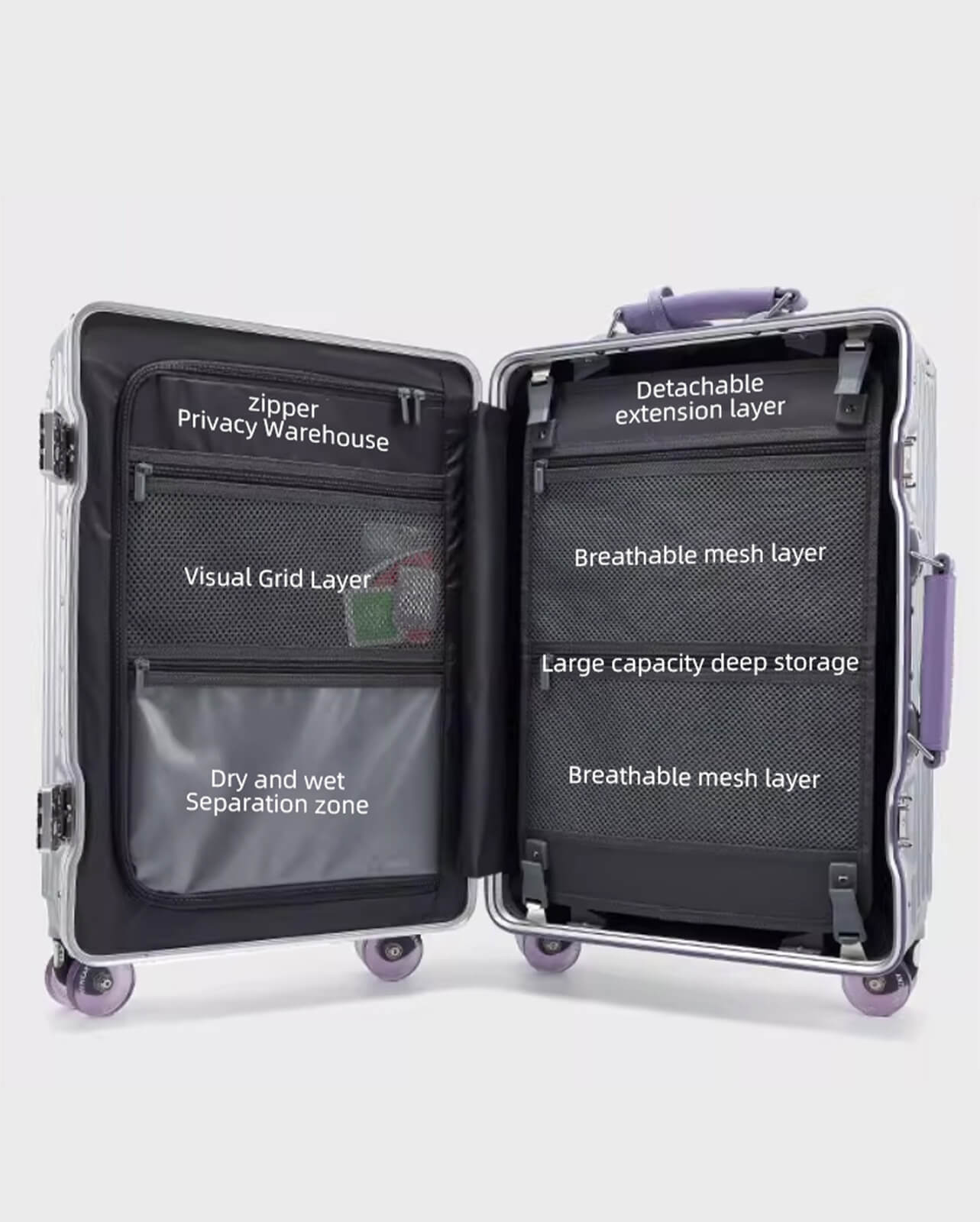 TravelCore Aluminum Spinner Suitcase | Silver Yellow