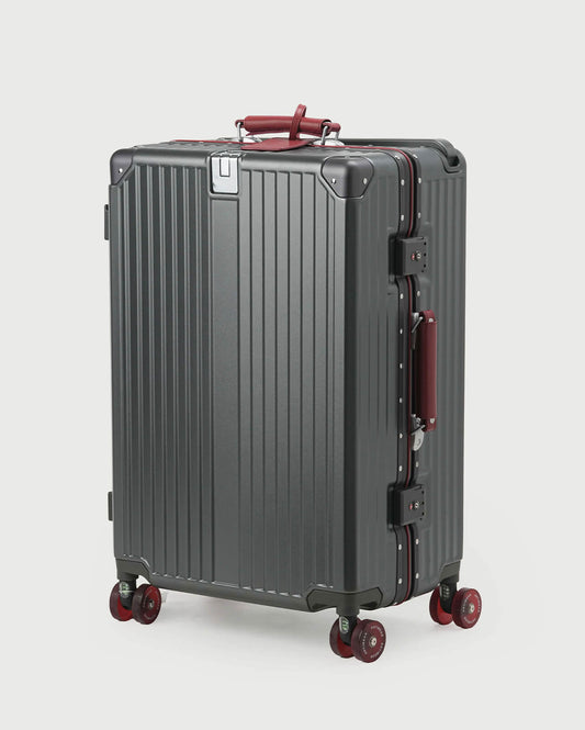 TravelCore Aluminum Spinner Suitcase | Grey Burgundy