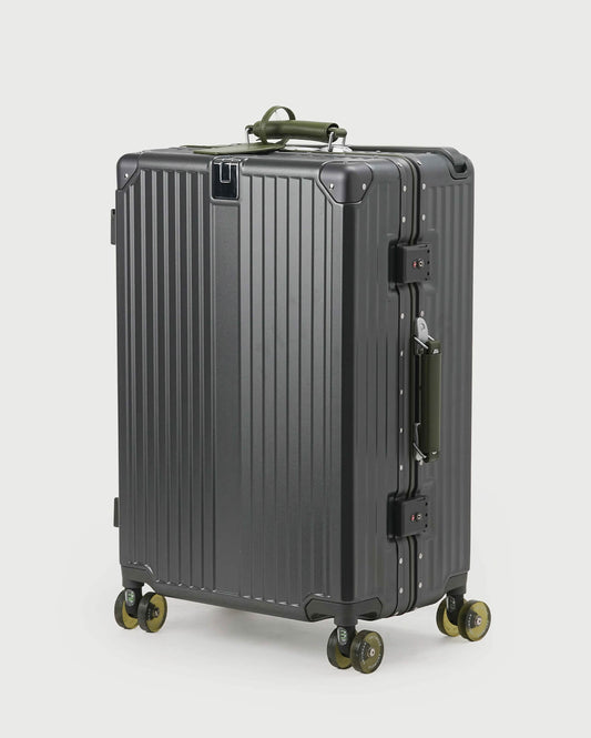 TravelCore Aluminum Spinner Suitcase | Grey Olive Green