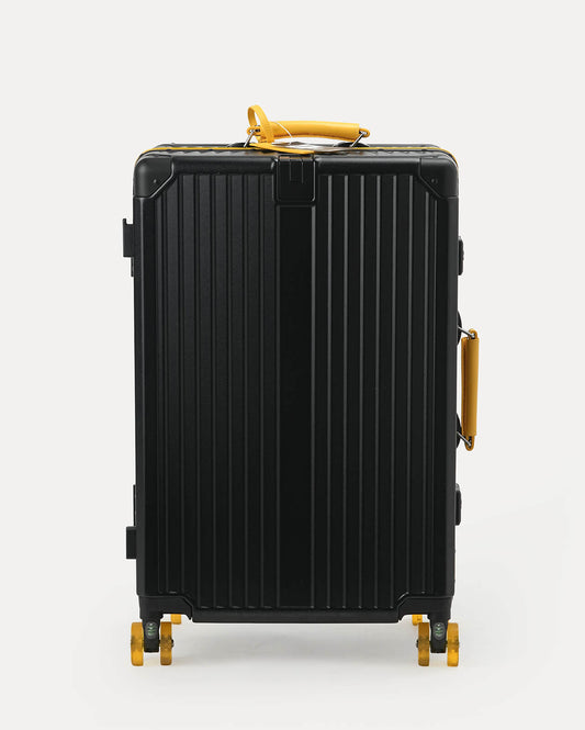 TravelCore Aluminum Spinner Suitcase | Black Yellow