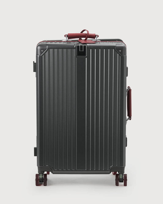 TravelCore Aluminum Spinner Suitcase | Grey Burgundy