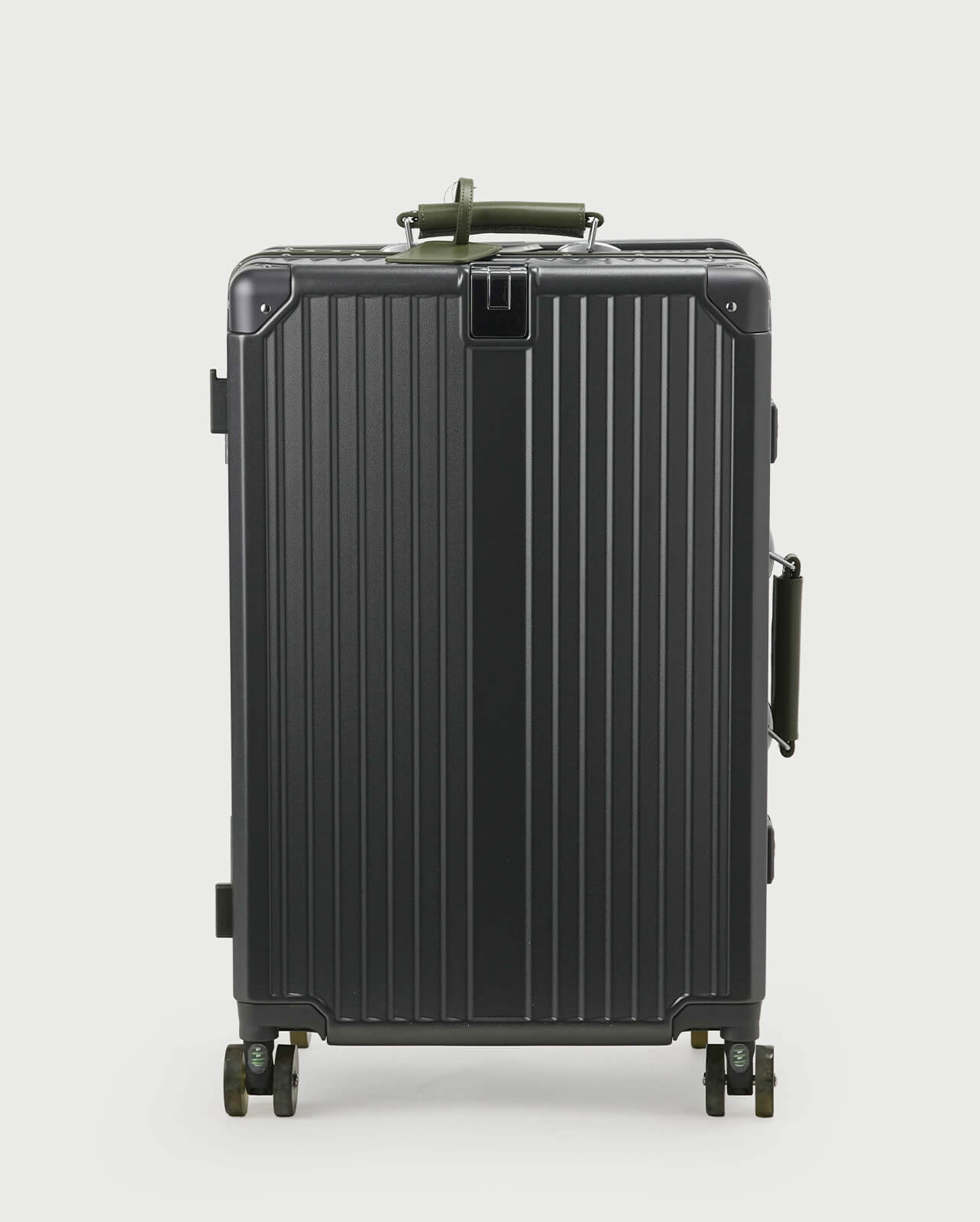 TravelCore Aluminum Spinner Suitcase | Grey Olive Green