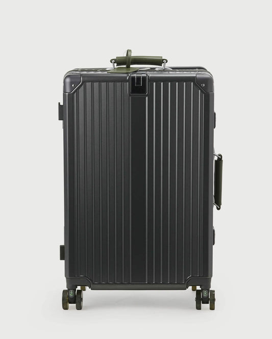 TravelCore Aluminum Spinner Suitcase | Grey Olive Green