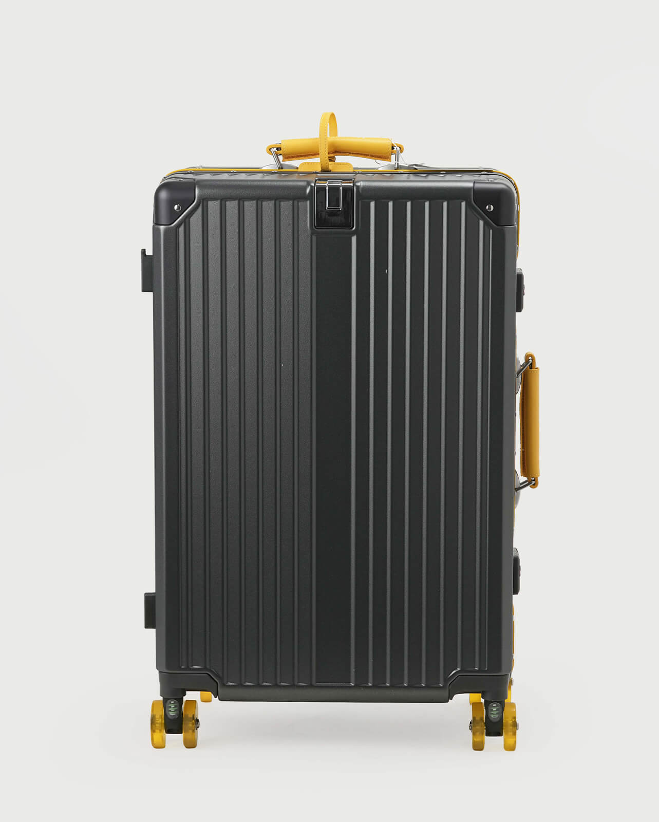TravelCore Aluminum Spinner Suitcase | Grey Yellow