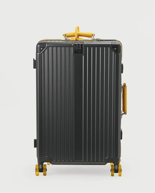 TravelCore Aluminum Spinner Suitcase | Grey Yellow