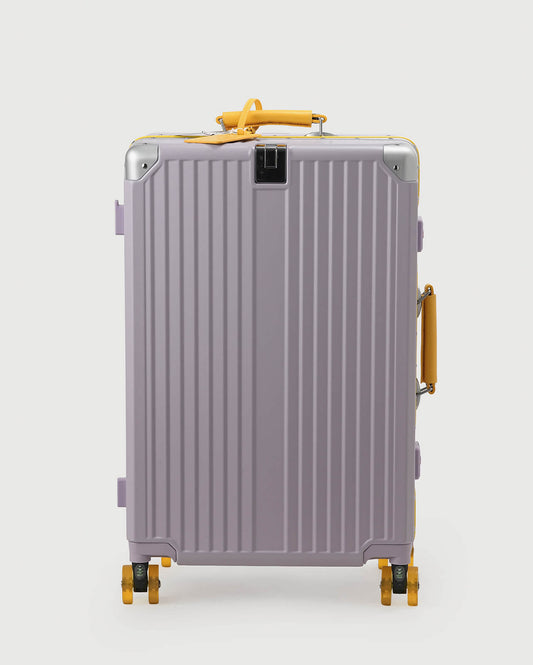 TravelCore Aluminum Spinner Suitcase | Purple Yellow