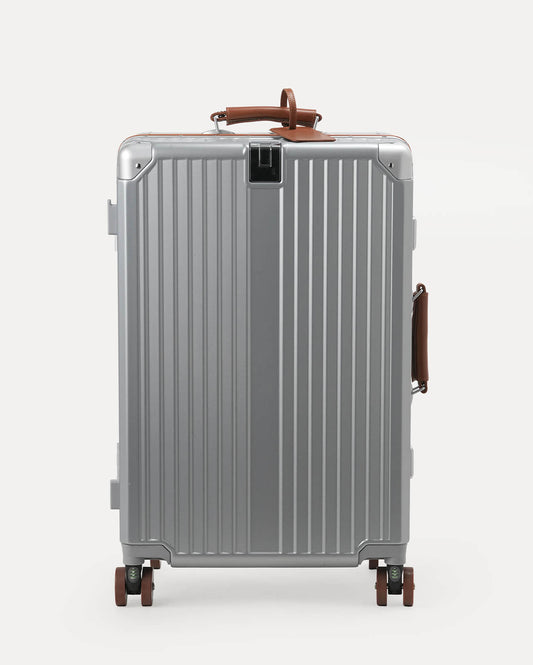 TravelCore Aluminum Spinner Suitcase | Silver Brown