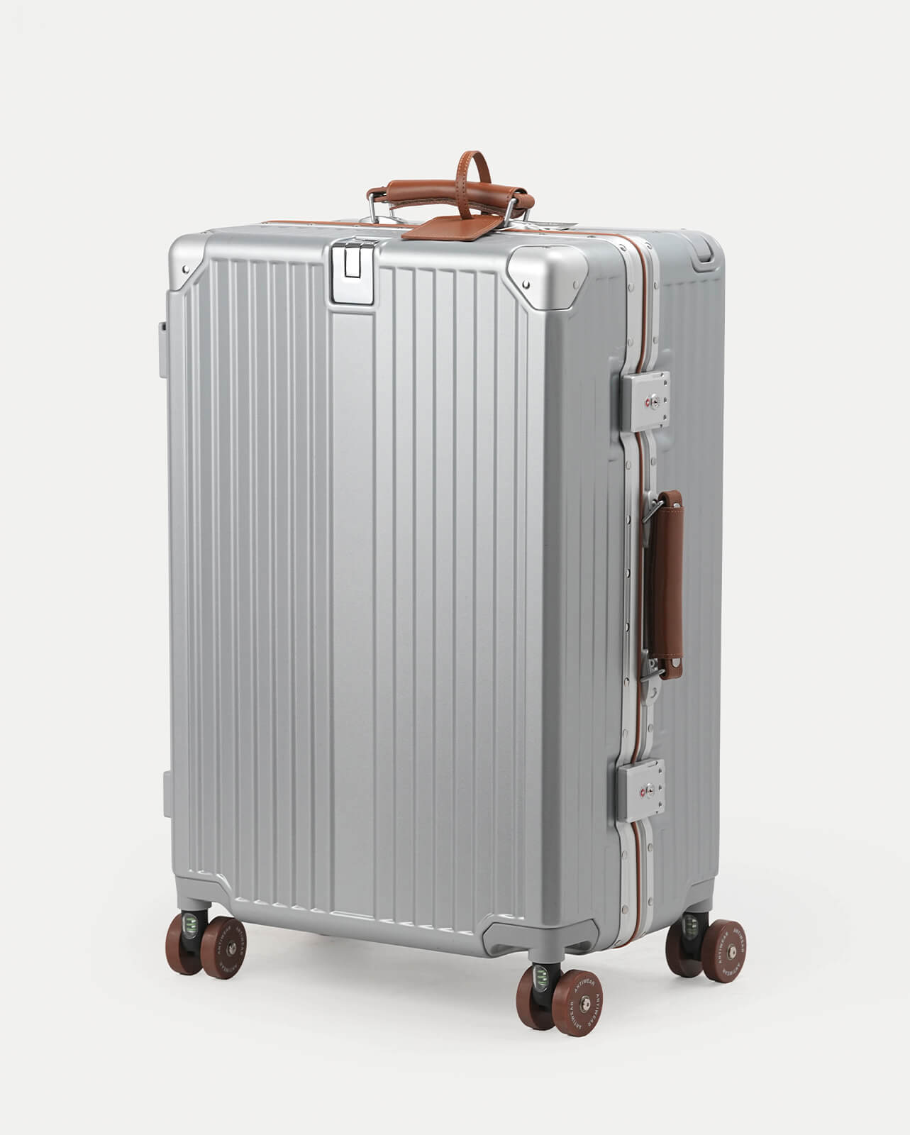 TravelCore Aluminum Spinner Suitcase | Silver Brown