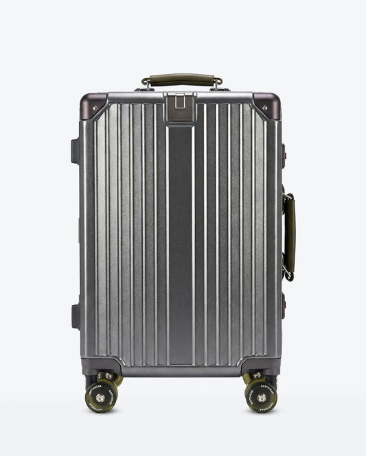TravelCore Aluminum Spinner Suitcase | Black Olive Green