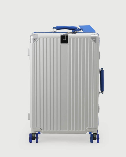 TravelCore Aluminum Spinner Suitcase | White Blue